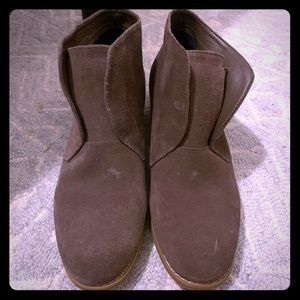 Brown suede booties